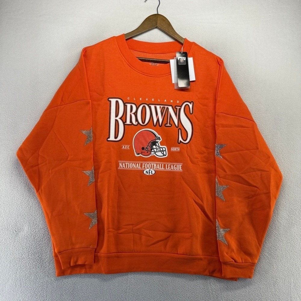 Cleveland browns Sweatshirt Women's Large Orange Crewneck Gameday Couture NEW
